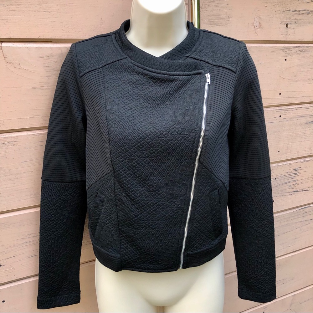 Bar III Quilted Zip Up Moto Bomber Jacket